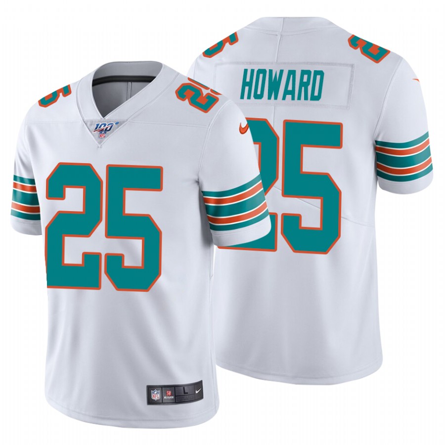 Nike Dolphins #25 Xavien Howard White Alternate Men's Stitched NFL 100th Season Vapor Untouchable Limited Jersey Nike Dolphins #25 Xavien Howard White Alternate Men's Stitched NFL 100th Season Vapor Untouchable Limited Jersey