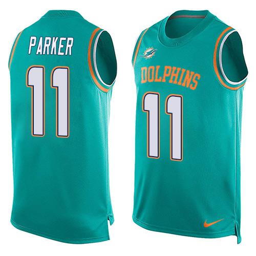 Nike Dolphins #11 DeVante Parker Aqua Green Team Color Men's Stitched NFL Limited Tank Top Jersey Nike Dolphins #11 DeVante Parker Aqua Green Team Color Men's Stitched NFL Limited Tank Top Jersey