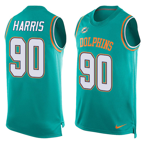 Nike Dolphins #90 Charles Harris Aqua Green Team Color Men's Stitched NFL Limited Tank Top Jersey Nike Dolphins #90 Charles Harris Aqua Green Team Color Men's Stitched NFL Limited Tank Top Jersey