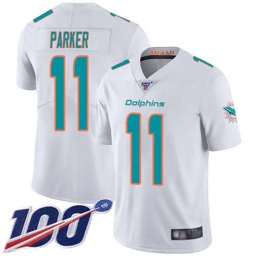 Nike Dolphins #11 DeVante Parker White Men's Stitched NFL 100th Season Vapor Limited Jersey Nike Dolphins #11 DeVante Parker White Men's Stitched NFL 100th Season Vapor Limited Jersey