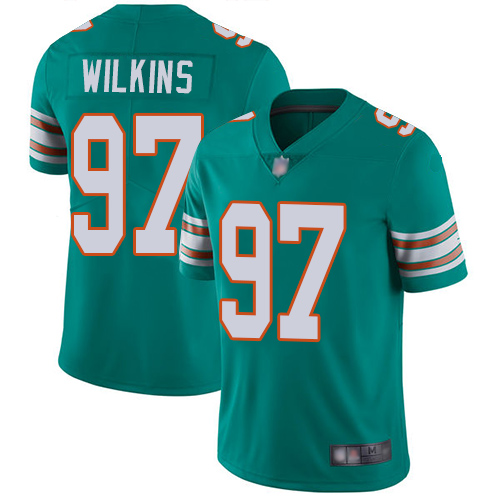 Nike Dolphins #97 Christian Wilkins Aqua Green Alternate Men's Stitched NFL Vapor Untouchable Limited Jersey Nike Dolphins #97 Christian Wilkins Aqua Green Alternate Men's Stitched NFL Vapor Untouchable Limited Jersey
