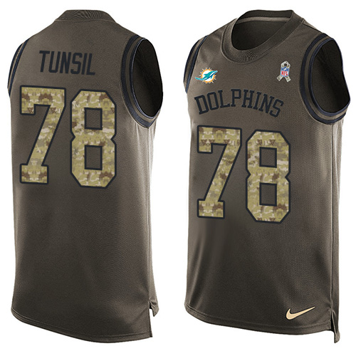 Nike Dolphins #78 Laremy Tunsil Green Men's Stitched NFL Limited Salute To Service Tank Top Jersey Nike Dolphins #78 Laremy Tunsil Green Men's Stitched NFL Limited Salute To Service Tank Top Jersey