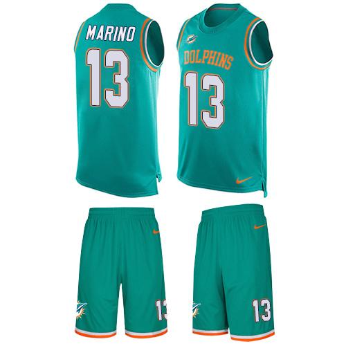 Nike Dolphins #13 Dan Marino Aqua Green Team Color Men's Stitched NFL Limited Tank Top Suit Jersey Nike Dolphins #13 Dan Marino Aqua Green Team Color Men's Stitched NFL Limited Tank Top Suit Jersey