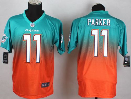 Nike Dolphins #11 DeVante Parker Aqua Green/Orange Men's Stitched NFL Elite Fadeaway Fashion Jersey Nike Dolphins #11 DeVante Parker Aqua Green/Orange Men's Stitched NFL Elite Fadeaway Fashion Jersey