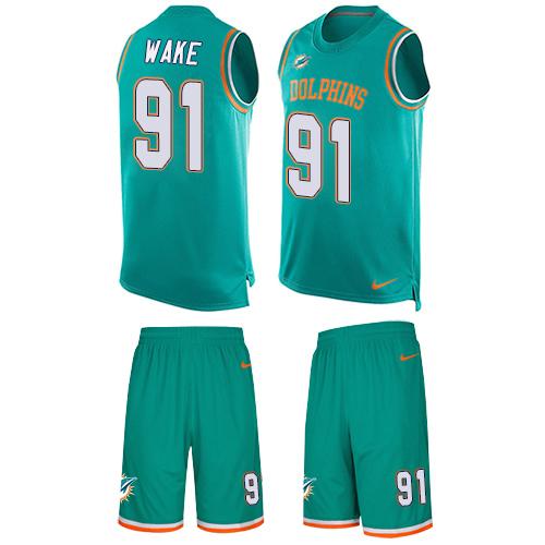 Nike Dolphins #91 Cameron Wake Aqua Green Team Color Men's Stitched NFL Limited Tank Top Suit Jersey Nike Dolphins #91 Cameron Wake Aqua Green Team Color Men's Stitched NFL Limited Tank Top Suit Jersey