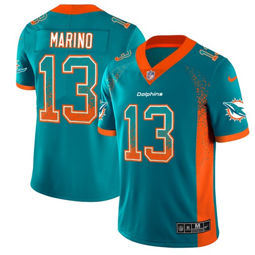 Nike Dolphins #13 Dan Marino Aqua Green Team Color Men's Stitched NFL Limited Rush Drift Fashion Jersey Nike Dolphins #13 Dan Marino Aqua Green Team Color Men's Stitched NFL Limited Rush Drift Fashion Jersey