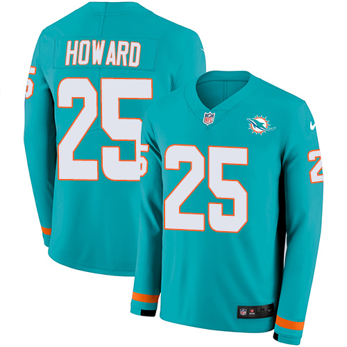 Nike Dolphins #25 Xavien Howard Aqua Green Team Color Men's Stitched NFL Limited Therma Long Sleeve Jersey Nike Dolphins #25 Xavien Howard Aqua Green Team Color Men's Stitched NFL Limited Therma Long Sleeve Jersey