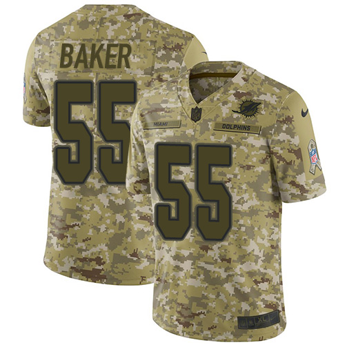 Nike Dolphins #55 Jerome Baker Camo Men's Stitched NFL Limited 2018 Salute To Service Jersey Nike Dolphins #55 Jerome Baker Camo Men's Stitched NFL Limited 2018 Salute To Service Jersey