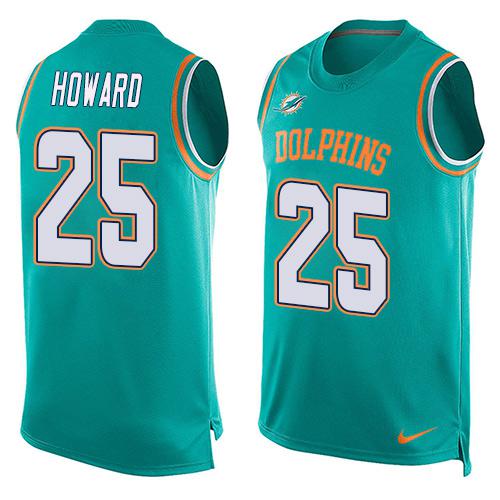 Nike Dolphins #25 Xavien Howard Aqua Green Team Color Men's Stitched NFL Limited Tank Top Jersey Nike Dolphins #25 Xavien Howard Aqua Green Team Color Men's Stitched NFL Limited Tank Top Jersey