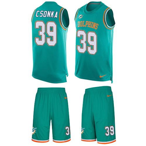 Nike Dolphins #39 Larry Csonka Aqua Green Team Color Men's Stitched NFL Limited Tank Top Suit Jersey Nike Dolphins #39 Larry Csonka Aqua Green Team Color Men's Stitched NFL Limited Tank Top Suit Jersey