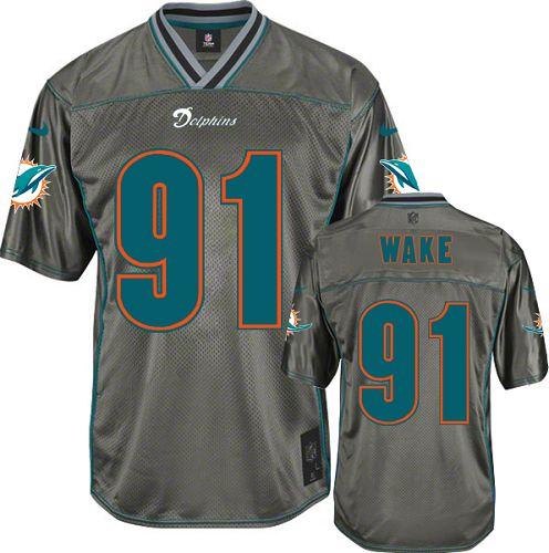Nike Dolphins #91 Cameron Wake Grey Men's Stitched NFL Elite Vapor Jersey Nike Dolphins #91 Cameron Wake Grey Men's Stitched NFL Elite Vapor Jersey