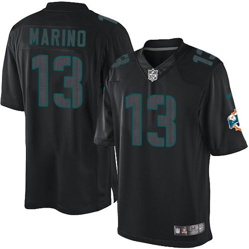 Nike Dolphins #13 Dan Marino Black Men's Stitched NFL Impact Limited Jersey Nike Dolphins #13 Dan Marino Black Men's Stitched NFL Impact Limited Jersey