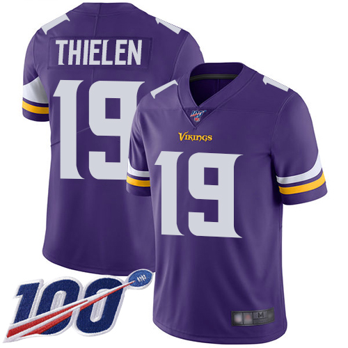 Nike Vikings #19 Adam Thielen Purple Team Color Men's Stitched NFL 100th Season Vapor Limited Jersey Nike Vikings #19 Adam Thielen Purple Team Color Men's Stitched NFL 100th Season Vapor Limited Jersey