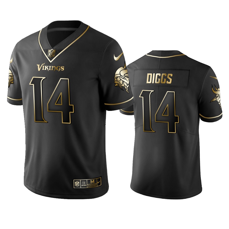 Vikings #14 Stefon Diggs Men's Stitched NFL Vapor Untouchable Limited Black Golden Jersey Vikings #14 Stefon Diggs Men's Stitched NFL Vapor Untouchable Limited Black Golden Jersey