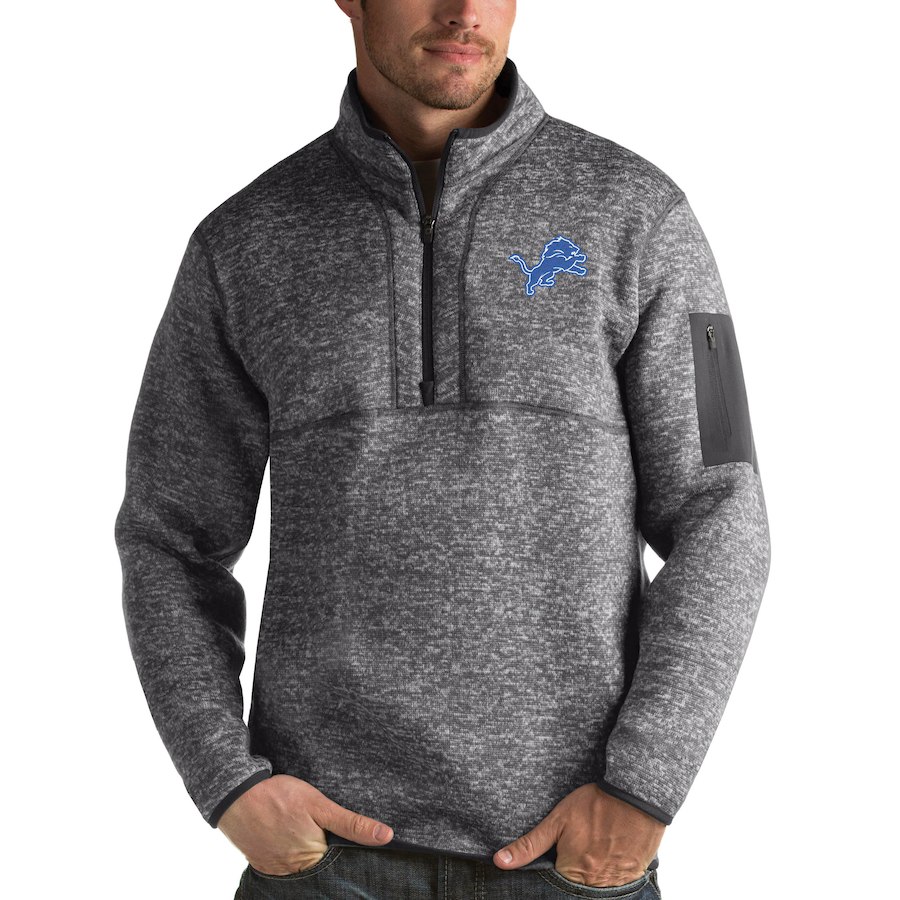 Detroit Lions Antigua Fortune Quarter-Zip Pullover Jacket Charcoal Detroit Lions Antigua Fortune Quarter-Zip Pullover Jacket Charcoal