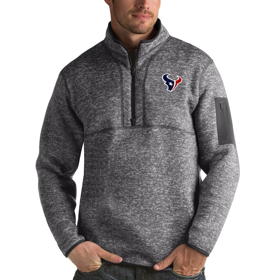 Houston Texans Antigua Fortune Quarter-Zip Pullover Jacket Charcoal Houston Texans Antigua Fortune Quarter-Zip Pullover Jacket Charcoal
