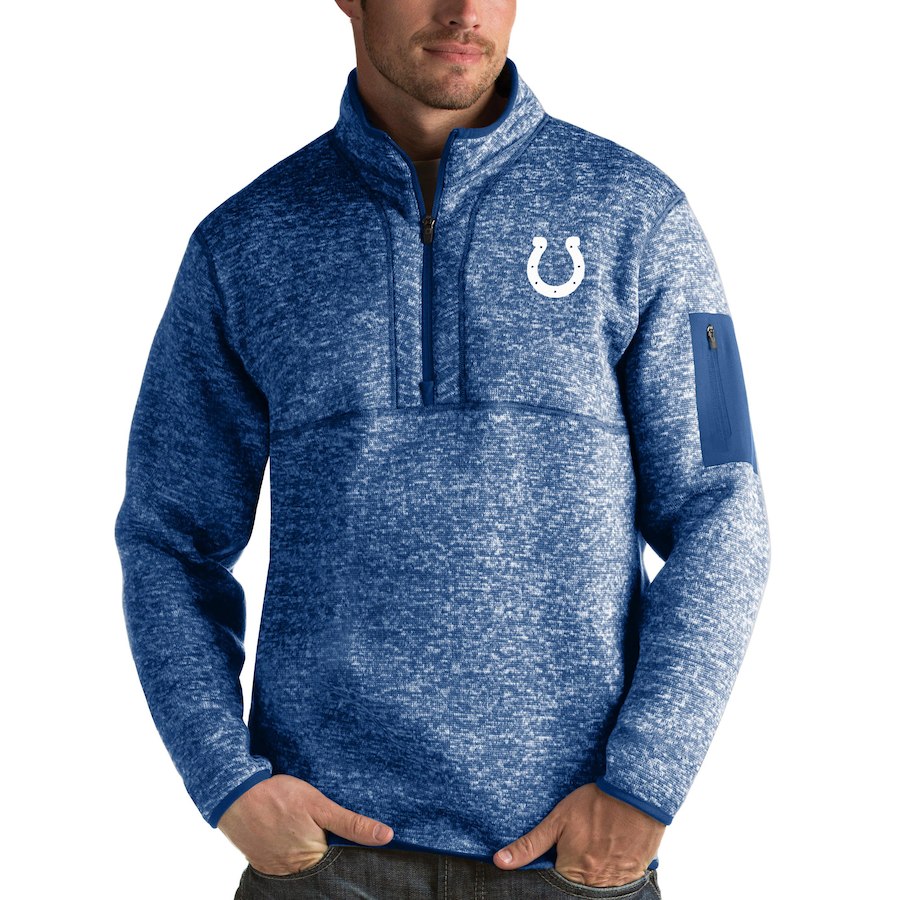 Indianapolis Colts Antigua Fortune Quarter-Zip Pullover Jacket Heather Royal Indianapolis Colts Antigua Fortune Quarter-Zip Pullover Jacket Heather Royal