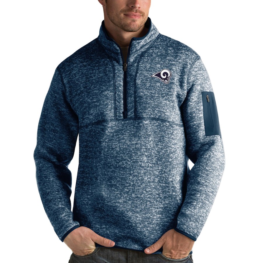 Los Angeles Rams Antigua Fortune Quarter-Zip Pullover Jacket Navy Los Angeles Rams Antigua Fortune Quarter-Zip Pullover Jacket Navy