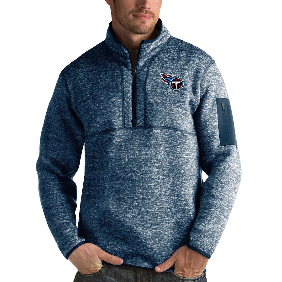 Tennessee Titans Antigua Fortune Quarter-Zip Pullover Jacket Heather Navy Tennessee Titans Antigua Fortune Quarter-Zip Pullover Jacket Heather Navy
