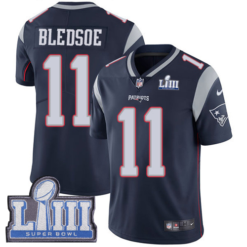 Nike Patriots #11 Drew Bledsoe Navy Blue Team Color Super Bowl LIII Bound Men's Stitched NFL Vapor Untouchable Limited Jersey Nike Patriots #11 Drew Bledsoe Navy Blue Team Color Super Bowl LIII Bound Men's Stitched NFL Vapor Untouchable Limited Jersey