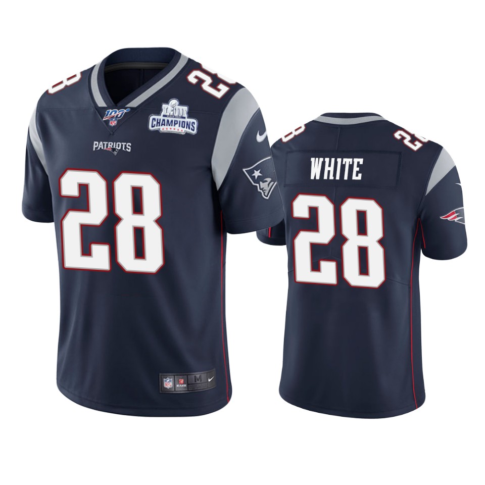 New England Patriots #28 James White Navy Super Bowl LIII Champions Vapor Limited NFL Jersey New England Patriots #28 James White Navy Super Bowl LIII Champions Vapor Limited NFL Jersey