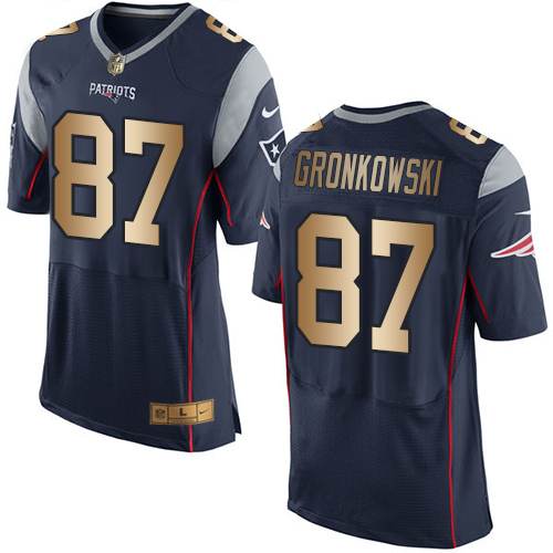 Nike Patriots #87 Rob Gronkowski Navy Blue Team Color Men's Stitched NFL New Elite Gold Jersey Nike Patriots #87 Rob Gronkowski Navy Blue Team Color Men's Stitched NFL New Elite Gold Jersey