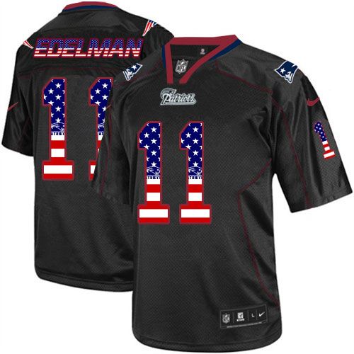 Nike Patriots #11 Julian Edelman Black Men's Stitched NFL Elite USA Flag Fashion Jersey Nike Patriots #11 Julian Edelman Black Men's Stitched NFL Elite USA Flag Fashion Jersey