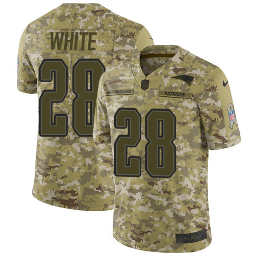 Nike Patriots #28 James White Camo Men's Stitched NFL Limited 2018 Salute To Service Jersey Nike Patriots #28 James White Camo Men's Stitched NFL Limited 2018 Salute To Service Jersey