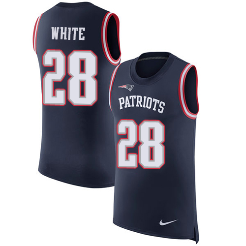 Nike Patriots #28 James White Navy Blue Team Color Men's Stitched NFL Limited Rush Tank Top Jersey Nike Patriots #28 James White Navy Blue Team Color Men's Stitched NFL Limited Rush Tank Top Jersey