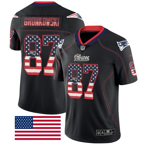 Nike Patriots #87 Rob Gronkowski Black Men's Stitched NFL Limited Rush USA Flag Jersey Nike Patriots #87 Rob Gronkowski Black Men's Stitched NFL Limited Rush USA Flag Jersey