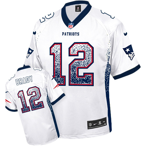 Nike Patriots #12 Tom Brady White Men's Stitched NFL Elite Drift Fashion Jersey Nike Patriots #12 Tom Brady White Men's Stitched NFL Elite Drift Fashion Jersey