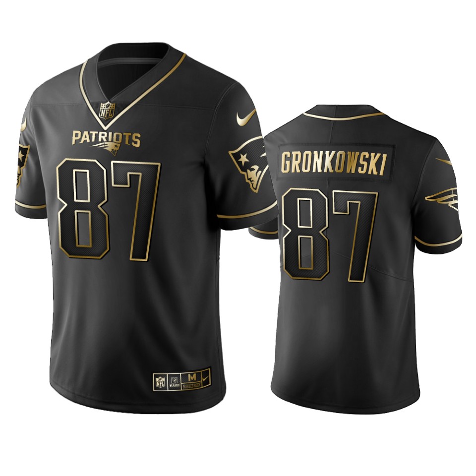 Nike Patriots #87 Rob Gronkowski Black Golden Limited Edition Stitched NFL Jersey