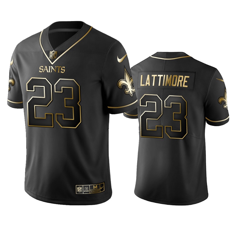 Saints #23 Marshon Lattimore Men's Stitched NFL Vapor Untouchable Limited Black Golden Jersey Saints #23 Marshon Lattimore Men's Stitched NFL Vapor Untouchable Limited Black Golden Jersey