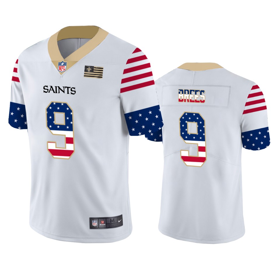 New Orleans Saints #9 Drew Brees White Men's Nike Team Logo USA Flag Vapor Untouchable Limited NFL Jersey New Orleans Saints #9 Drew Brees White Men's Nike Team Logo USA Flag Vapor Untouchable Limited NFL Jersey