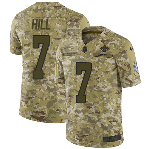 Nike Saints #7 Taysom Hill Camo Men's Stitched NFL Limited 2018 Salute To Service Jersey Nike Saints #7 Taysom Hill Camo Men's Stitched NFL Limited 2018 Salute To Service Jersey