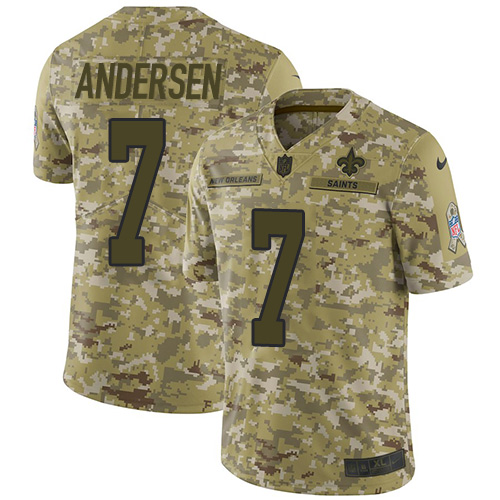 Nike Saints #7 Morten Andersen Camo Men's Stitched NFL Limited 2018 Salute To Service Jersey Nike Saints #7 Morten Andersen Camo Men's Stitched NFL Limited 2018 Salute To Service Jersey