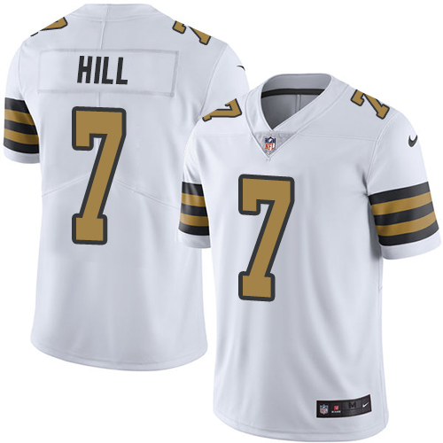 Nike Saints #7 Taysom Hill White Men's Stitched NFL Limited Rush Jersey Nike Saints #7 Taysom Hill White Men's Stitched NFL Limited Rush Jersey