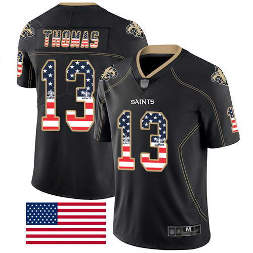 Nike Saints #13 Michael Thomas Black Men's Stitched NFL Limited Rush USA Flag Jersey Nike Saints #13 Michael Thomas Black Men's Stitched NFL Limited Rush USA Flag Jersey