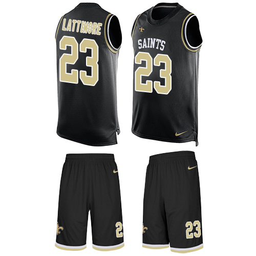Nike Saints #23 Marshon Lattimore Black Team Color Men's Stitched NFL Limited Tank Top Suit Jersey Nike Saints #23 Marshon Lattimore Black Team Color Men's Stitched NFL Limited Tank Top Suit Jersey