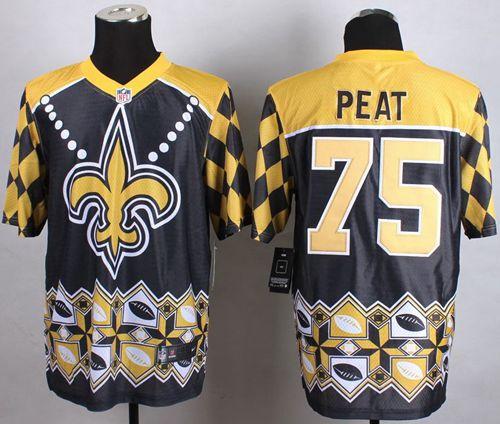 Nike Saints #75 Andrus Peat Black Men's Stitched NFL Elite Noble Fashion Jersey Nike Saints #75 Andrus Peat Black Men's Stitched NFL Elite Noble Fashion Jersey