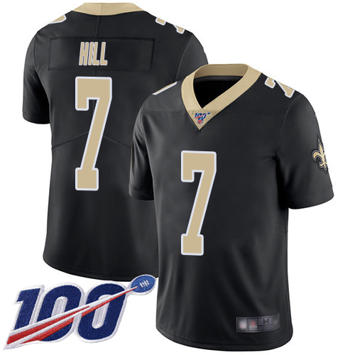 Nike Saints #7 Taysom Hill Black Team Color Men's Stitched NFL 100th Season Vapor Limited Jersey Nike Saints #7 Taysom Hill Black Team Color Men's Stitched NFL 100th Season Vapor Limited Jersey