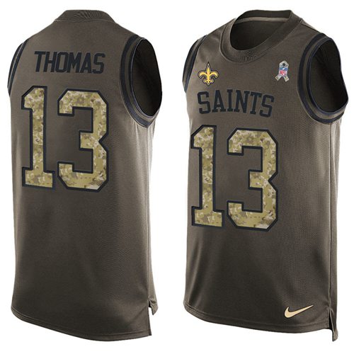 Nike Saints #13 Michael Thomas Green Men's Stitched NFL Limited Salute To Service Tank Top Jersey Nike Saints #13 Michael Thomas Green Men's Stitched NFL Limited Salute To Service Tank Top Jersey