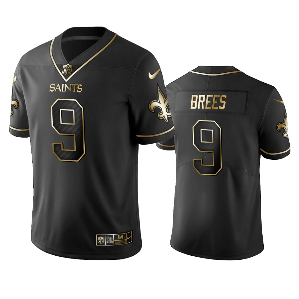 Saints #9 Drew Brees Men's Stitched NFL Vapor Untouchable Limited Black Golden Jersey Saints #9 Drew Brees Men's Stitched NFL Vapor Untouchable Limited Black Golden Jersey