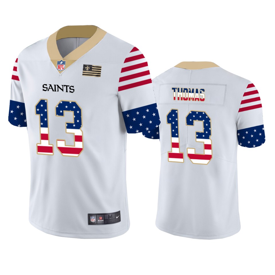 New Orleans Saints #13 Michael Thomas White Men's Nike Team Logo USA Flag Vapor Untouchable Limited NFL Jersey New Orleans Saints #13 Michael Thomas White Men's Nike Team Logo USA Flag Vapor Untouchable Limited NFL Jersey