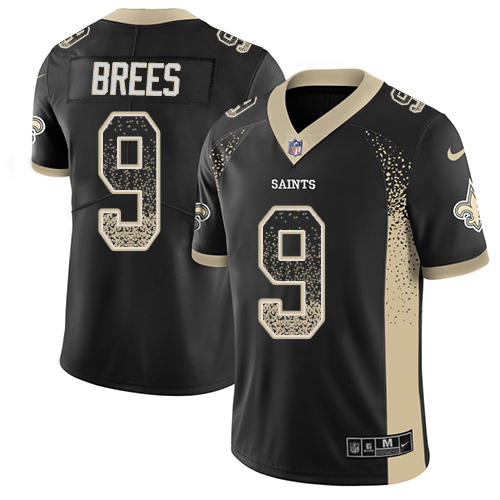 Nike Saints #9 Drew Brees Black Team Color Men's Stitched NFL Limited Rush Drift Fashion Jersey Nike Saints #9 Drew Brees Black Team Color Men's Stitched NFL Limited Rush Drift Fashion Jersey