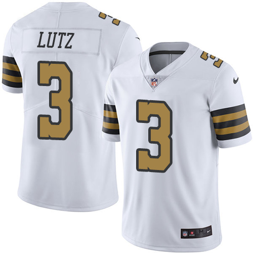 Nike Saints #3 Wil Lutz White Men's Stitched NFL Limited Rush Jersey Nike Saints #3 Wil Lutz White Men's Stitched NFL Limited Rush Jersey