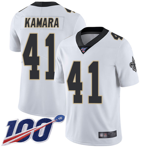 Nike Saints #41 Alvin Kamara White Men's Stitched NFL 100th Season Vapor Limited Jersey Nike Saints #41 Alvin Kamara White Men's Stitched NFL 100th Season Vapor Limited Jersey