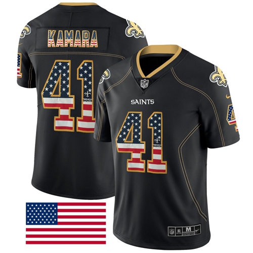 Nike Saints #41 Alvin Kamara Black Men's Stitched NFL Limited Rush USA Flag Jersey Nike Saints #41 Alvin Kamara Black Men's Stitched NFL Limited Rush USA Flag Jersey