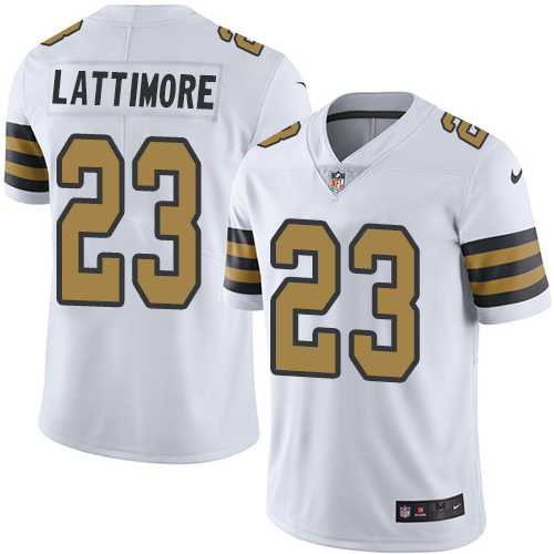 Nike Saints #23 Marshon Lattimore White Men's Stitched NFL Limited Rush Jersey Nike Saints #23 Marshon Lattimore White Men's Stitched NFL Limited Rush Jersey