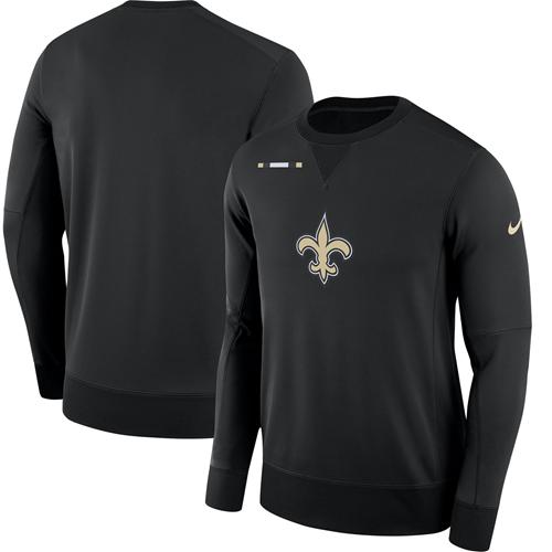 Men's New Orleans Saints Nike Black Sideline Team Logo Performance Sweatshirt Men's New Orleans Saints Nike Black Sideline Team Logo Performance Sweatshirt